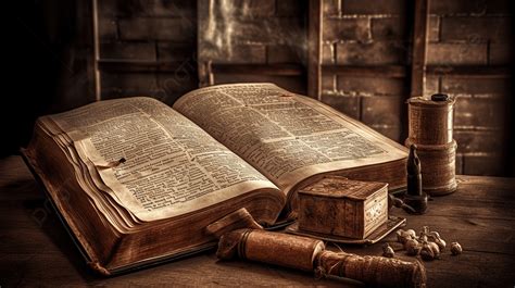Foto di diverse edizioni della Bibbia aperte su una scrivania con un laptop