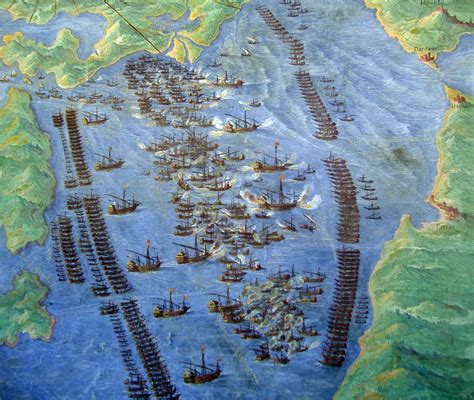 Mappa della Battaglia di Lepanto o raffigurazione storica della vittoria navale