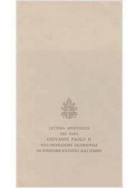 Papa Giovanni Paolo II firma la Lettera Apostolica Ordinatio Sacerdotalis