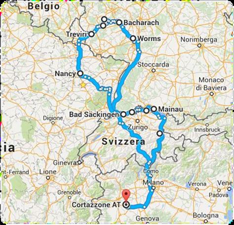 Mappa della Germania con evidenziata Colonia e il percorso del Papa sul Reno