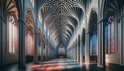 interno dell'abbazia con le colonne e le volte a crociera