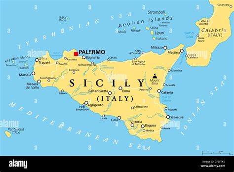 Mappa della Sicilia con evidenziate le città di Palermo, Monreale e Cefalù