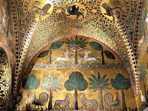 Illustrazione storica di Palermo al tempo dei Normanni, con elementi arabi e cristiani