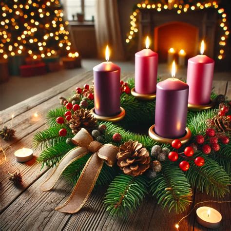 rappresentazione del tempo di Avvento con candele e corona