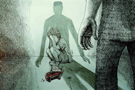 Illustrazione tematica sulla violenza domestica e l'abuso sui minori.