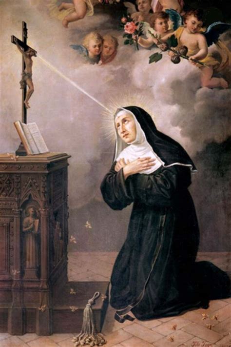 Ritratto di Santa Rita con la stigmate sulla fronte in abito monacale