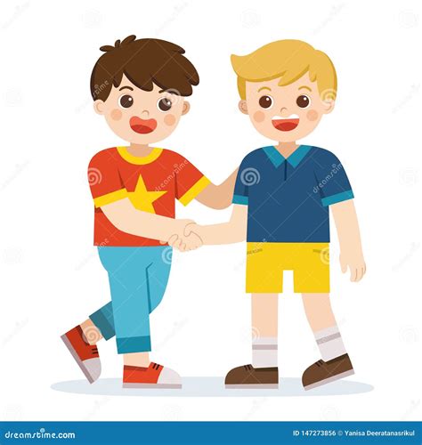 illustrazione di due ragazzi che stringono amicizia