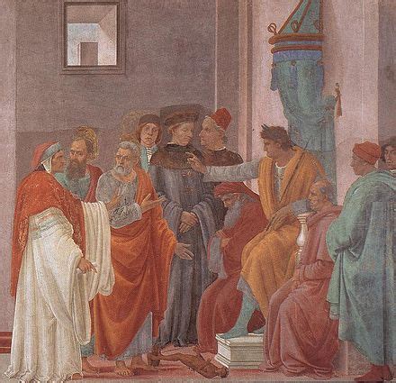 Illustrazione di San Pietro che respinge Simone Mago