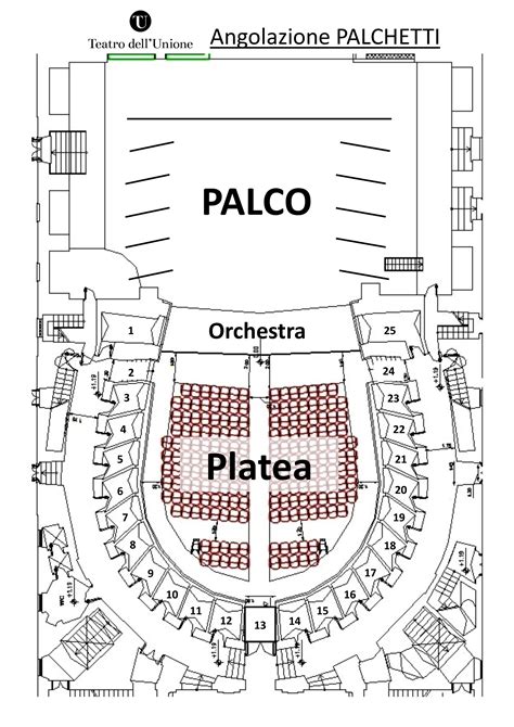 Pianta di un teatro ottocentesco con ordini di palchi e platea