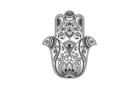 Mano di Fatima con decorazioni geometriche e un occhio al centro