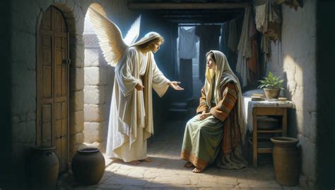Illustrazione dell'angelo Gabriele che visita Maria nella sua casa