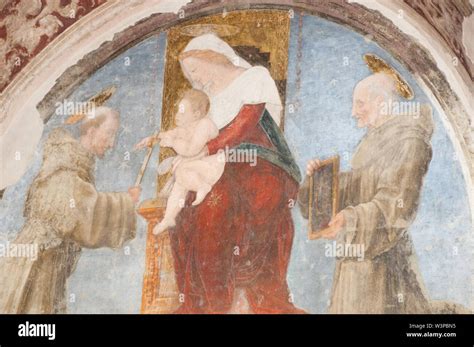 Riproduzione o ricostruzione dell'affresco raffigurante la Madonna con Bambino e i Santi Gervasio e Protasio
