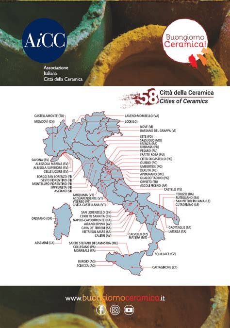 Mappa delle città italiane della ceramica con indicazione degli eventi natalizi