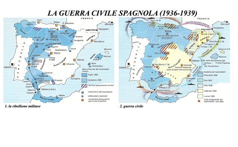 Mappa della Spagna durante la Guerra Civile, con indicazione delle aree di controllo e persecuzione religiosa