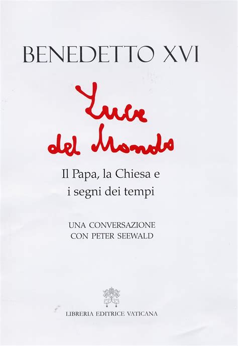 Copertina del libro Luce del mondo di Benedetto XVI