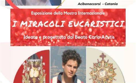 Infografica sulla mostra dei Miracoli Eucaristici ideata da Carlo Acutis