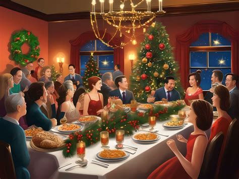 illustrazione dell'albero di Natale addobbato e della preparazione della cena di Vigilia