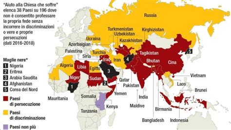 Mappa delle persecuzioni cristiane nel mondo