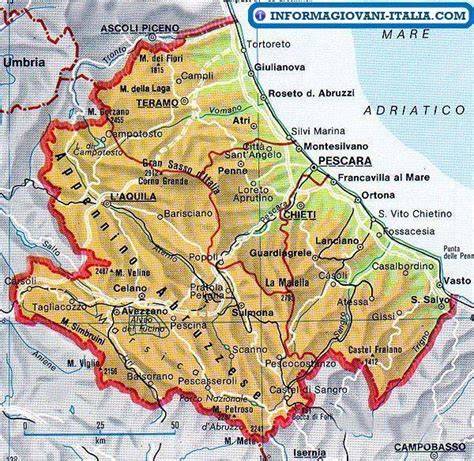 Mappa delle principali abbazie medievali in Abruzzo