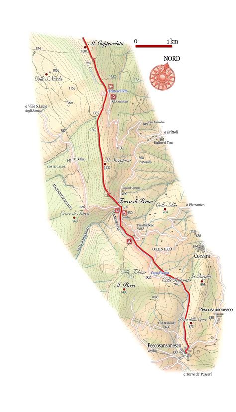 Mappa del percorso escursionistico verso il Santuario