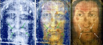 Infografica della sovrapposizione tra la Sindone di Torino e il Volto Santo di Manoppello