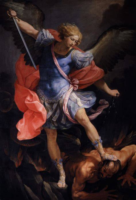 Iconografia di San Michele Arcangelo che sconfigge il demonio.