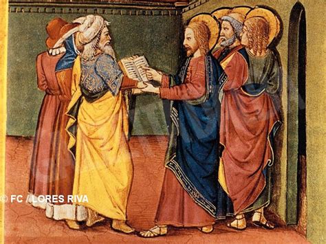 Gesù che scrive per terra mentre gli scribi e i farisei portano la donna adultera