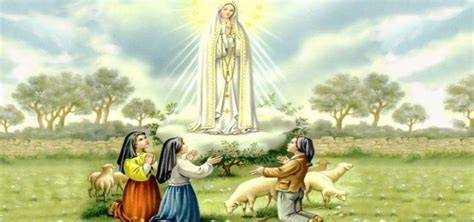 Immagine dei tre pastorelli di Fátima con la Madonna