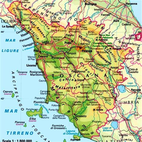 Mappa della Toscana con i principali insediamenti monastici altomedievali e la Via Francigena