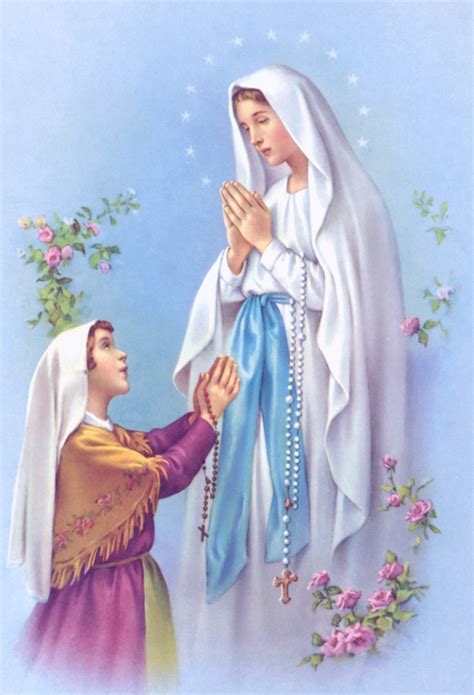 Immagine della Madonna di Lourdes e Bernadette