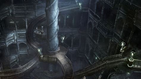 Schema o illustrazione della struttura interna concentrica dell'Edificio Ricerche (Fonte: Bloodborne Official Artwork)