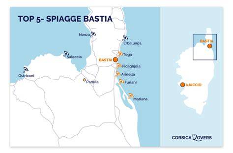 Mappa che evidenzia le rotte da Civitavecchia a Bastia Umbra e Bastia (Corsica)