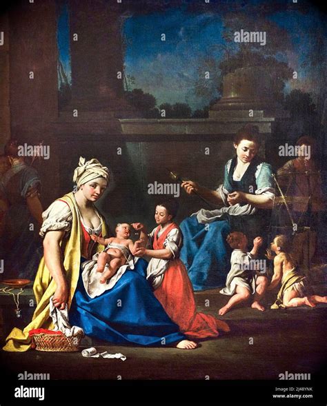 Scena della vita familiare di Santa Rita con il marito e i figli