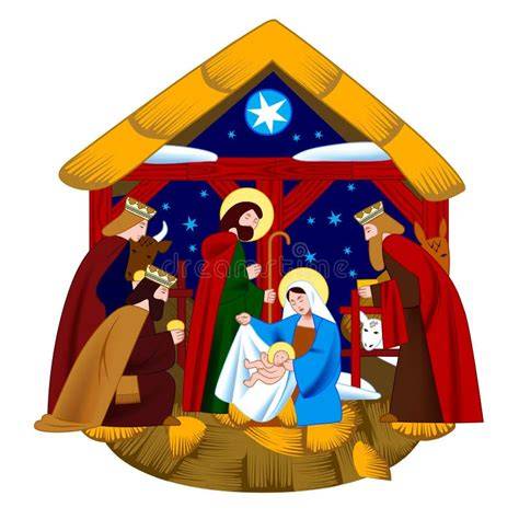 illustrazione della natività in stile classico o di un paesaggio natalizio innevato