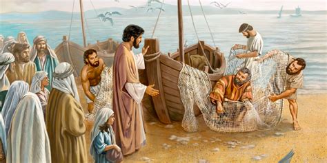Gesù che chiama i primi discepoli pescatori in Galilea