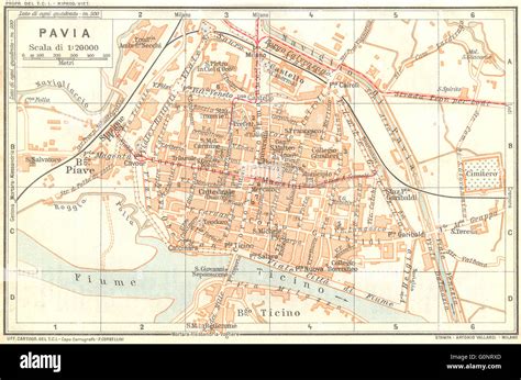 Antica mappa di Pavia che mostra i percorsi commerciali