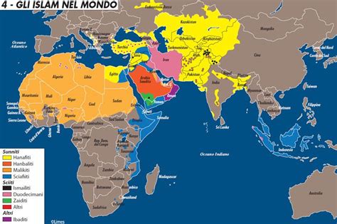 Mappa che mostra la diffusione dell'Islam e le principali città sacre