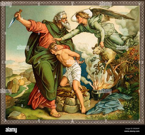 scena del sacrificio di Isacco, con Abramo e l'angelo