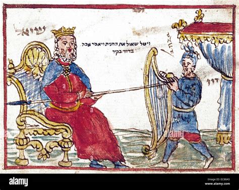 Illustrazione storica di Re Davide che suona l'arpa