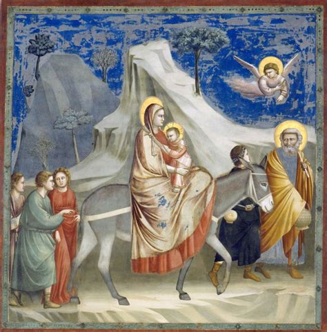 Illustrazione della fuga in Egitto con Maria e Gesù