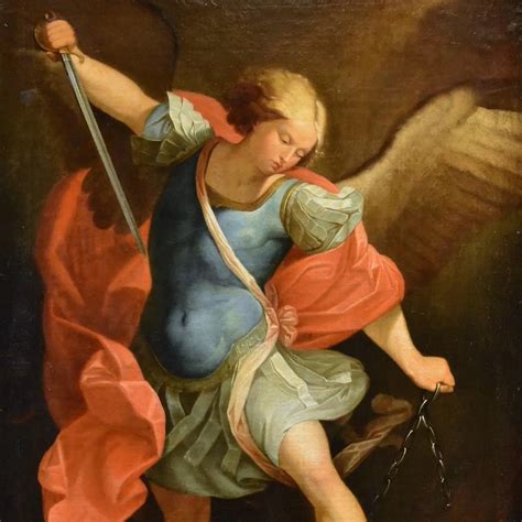 Dipinto classico raffigurante l'Arcangelo Michele mentre sconfigge Satana.