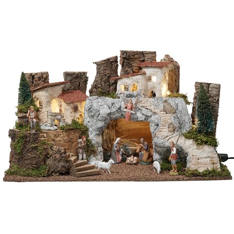 Scena di presepe artigianale Landi Moranduzzo con figure dettagliate e ambientazione tradizionale