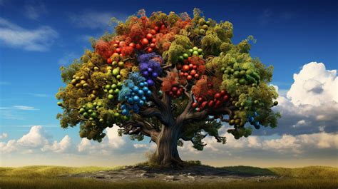 illustrazione di un albero con frutti diversi che rappresentano parole e azioni