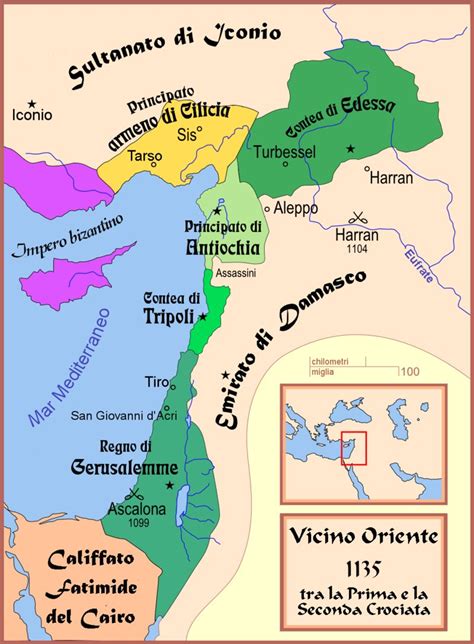 Mappa degli stati crociati in Terrasanta