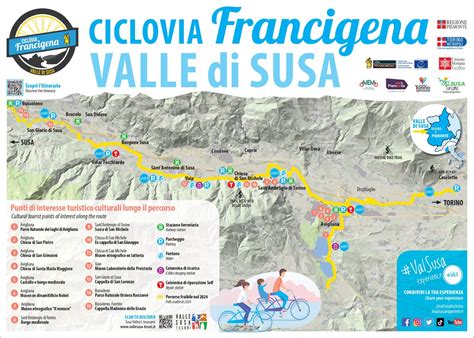 Mappa della Val di Susa con l'indicazione delle località dove si trovano le chiese evangeliche menzionate
