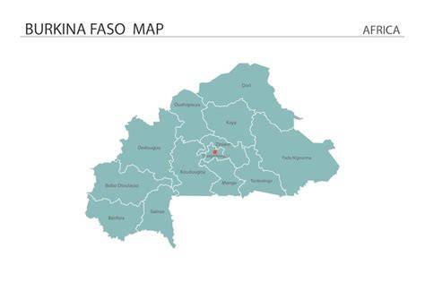 Mappa del Burkina Faso evidenziante le diocesi principali e le sedi episcopali.