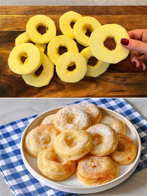 Frittelle di mele dorate cosparse di zucchero a velo