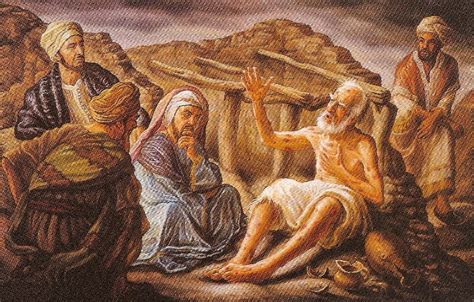 Illustrazione biblica o icona che rappresenta Giobbe nella sua sofferenza.