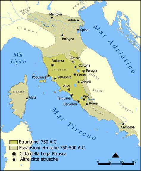 Mappa del porto etrusco di Spina o reperti etruschi