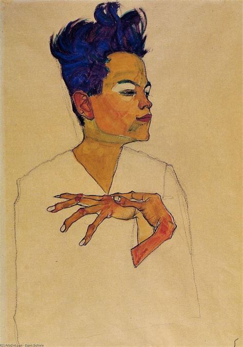 Vari autoritratti di Egon Schiele, con enfasi sulle mani e lo sguardo